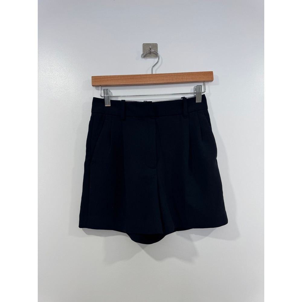 Aritzia Wilfred Women Black Effortless Pleated High Waist Dress Shorts 0